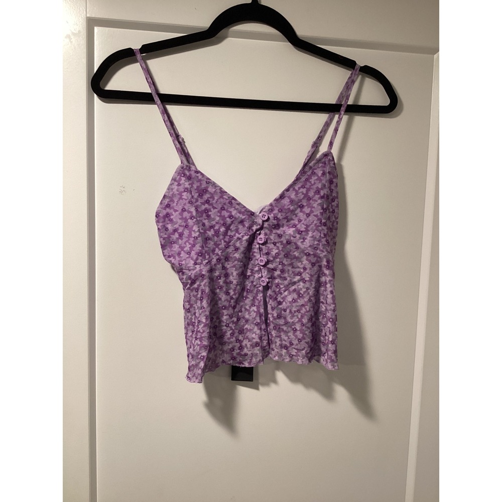 Motel Rocks Rasmi Top Daisy Floral Lilac Purple Mesh Camisole XS NWT